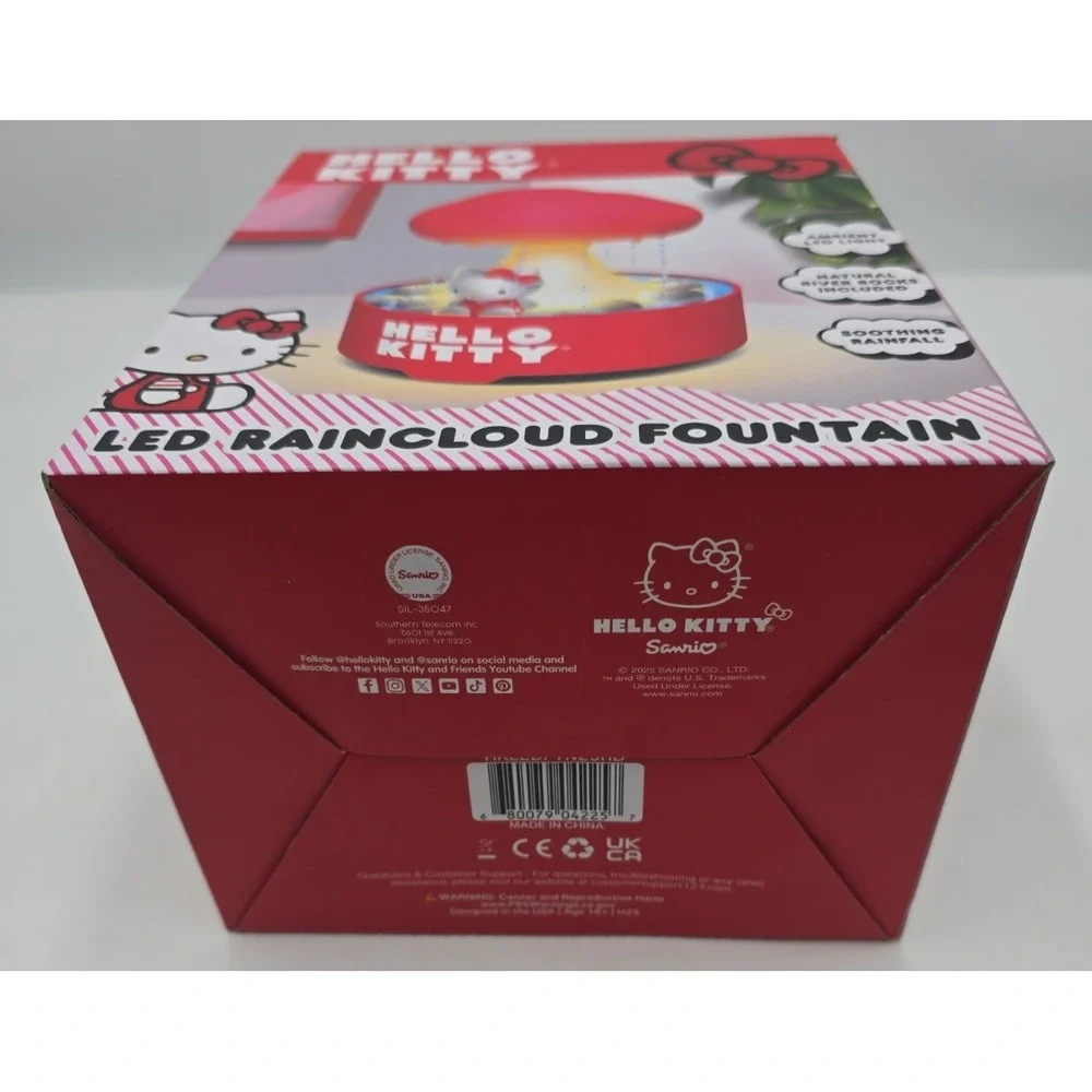 Sanrio Hello Kitty LED Waterfall Fountain With Natural River Rocks Open Box
